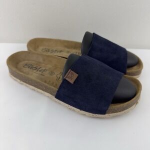BioStep Women's Leather Slide Sandals Blue Suede Made in‎ Spain Size 6.5